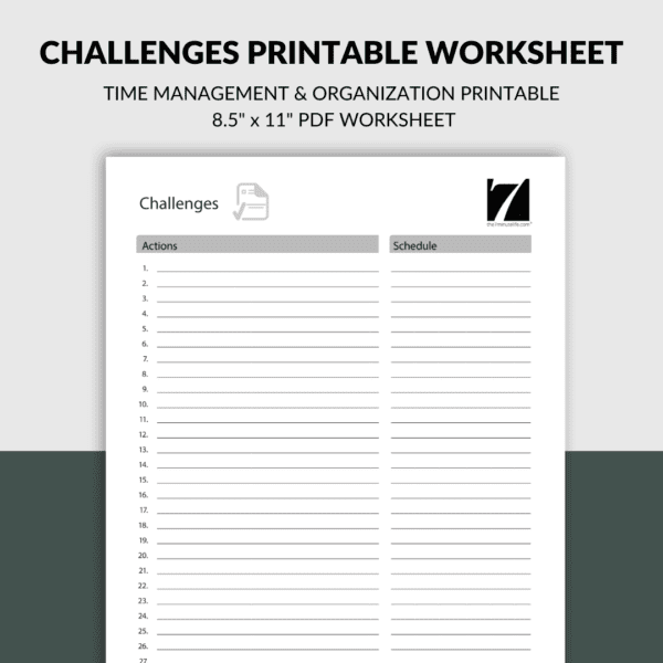 Challenges Printable Worksheet