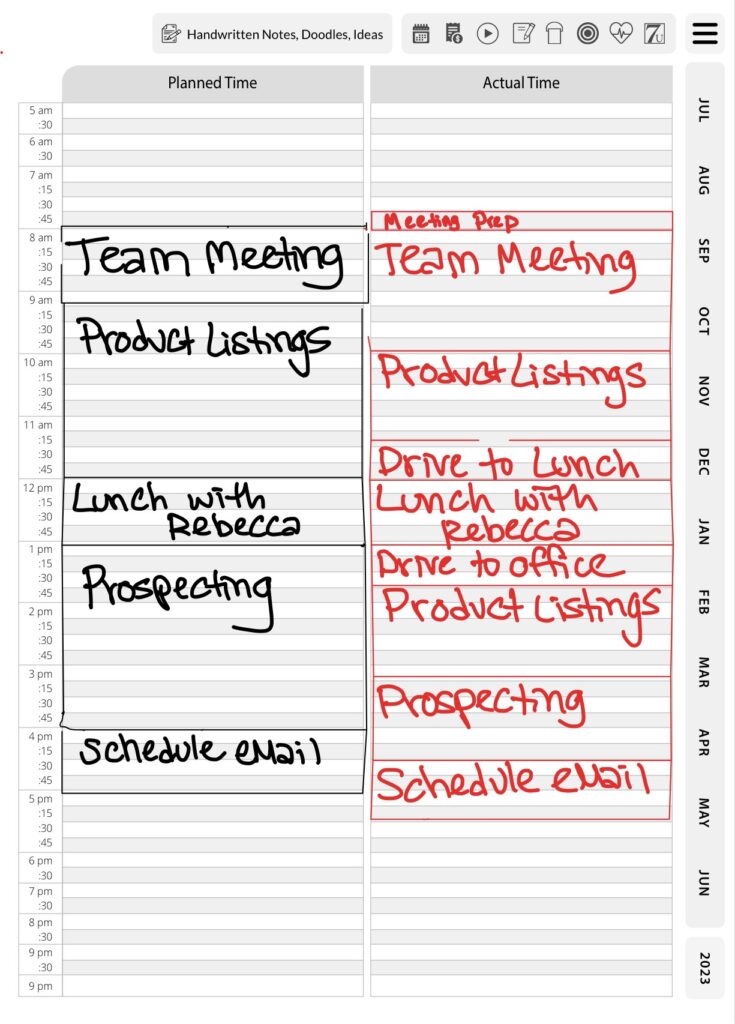 Image of 15-Minute Day Planner Example with Text