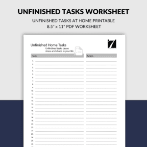 Unfinished Home Tasks Tasks List Worksheet