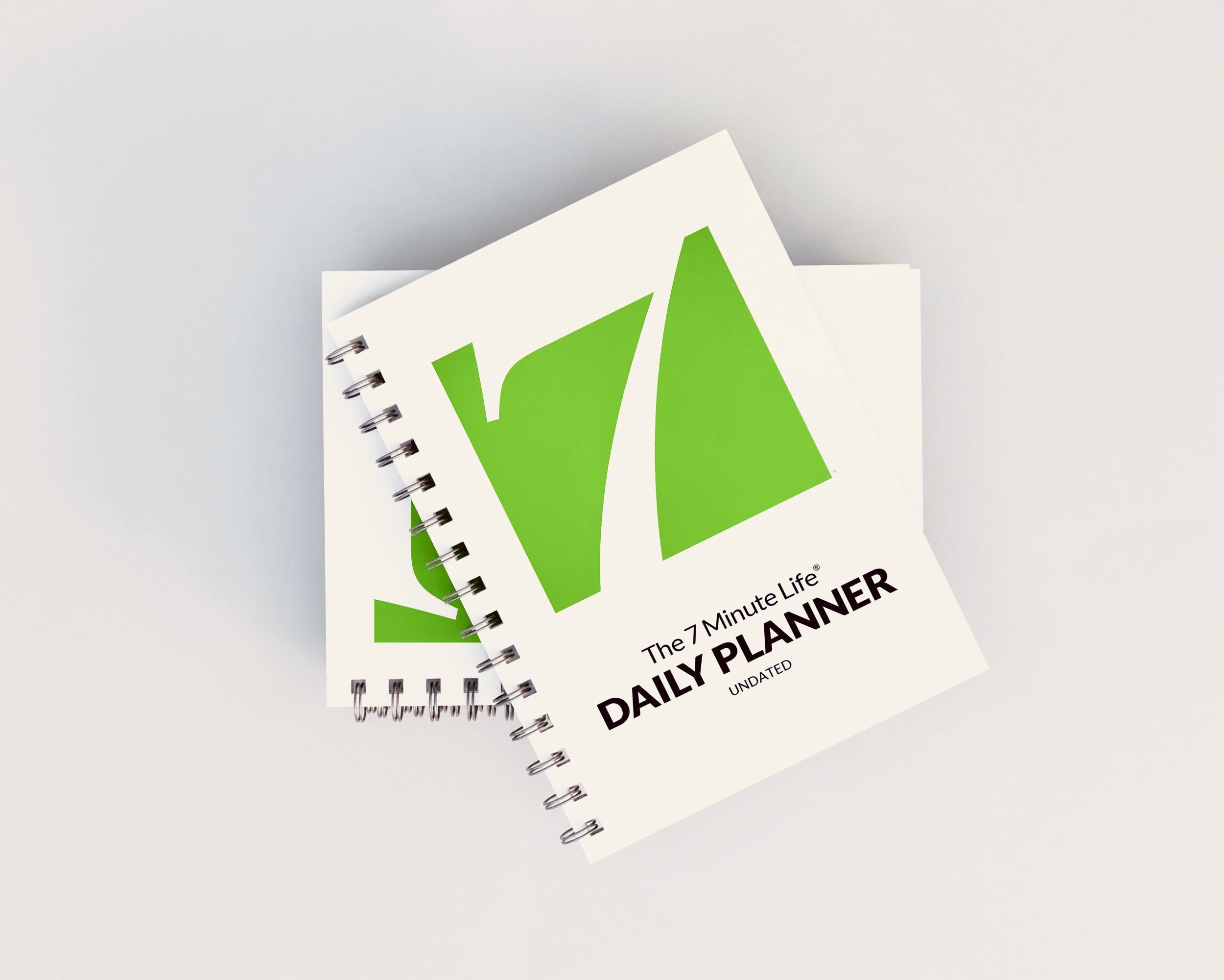Daily Planner 7ML v1 Mockup GRAY BACKGROUND of 2 Planners 03.02 1